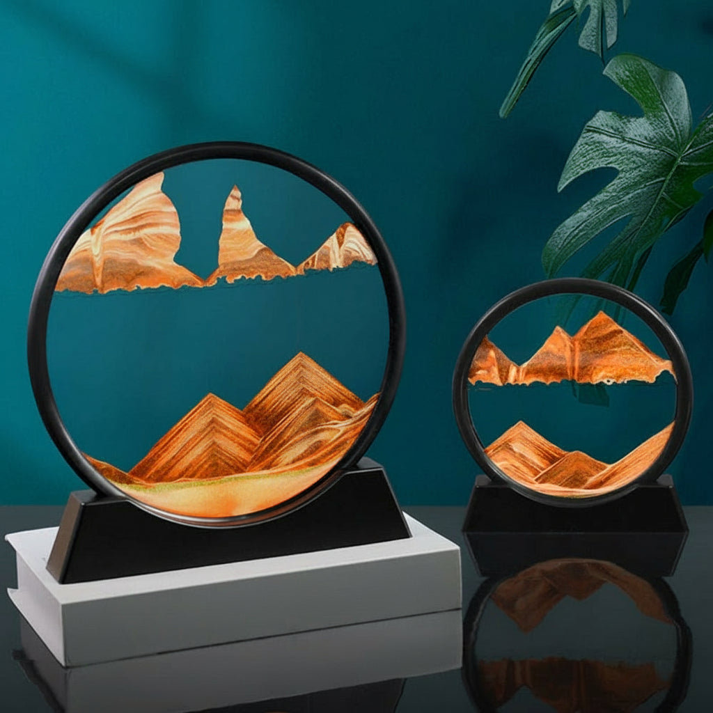 3D Moving Sand Art Glass Decor for Mindfulness and Relaxation 2