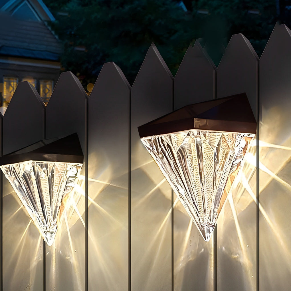 2 Pezzi Lampada da Parete Solare Nera Geometrica LED Impermeabile