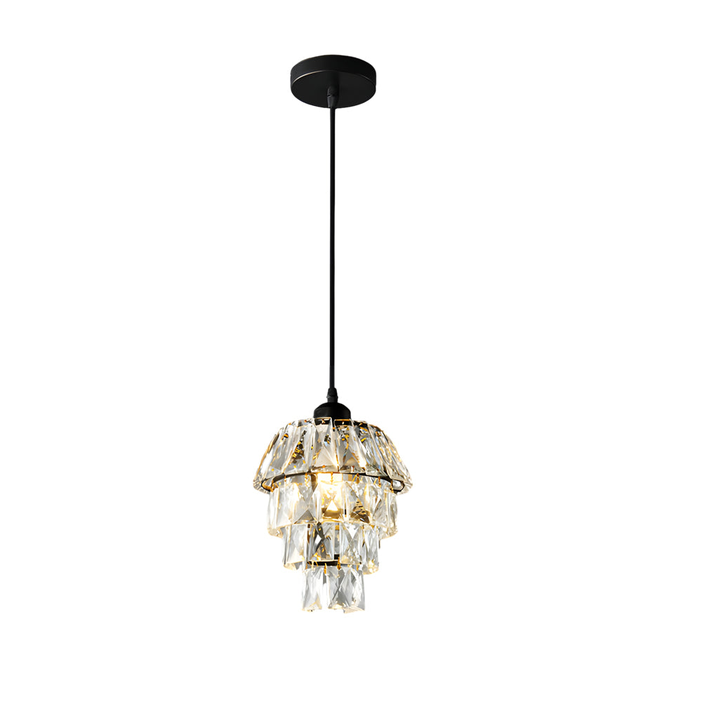 Lampada a sospensione in cristallo oro/nero - Mini lampadario a 1 luce