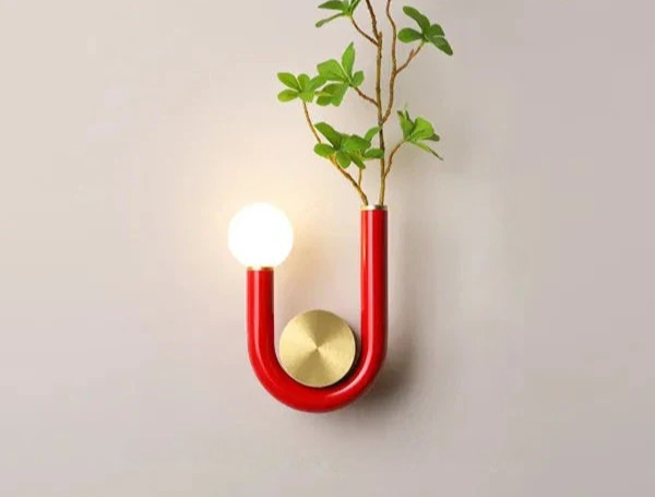 PinkLume – Candeeiro de Parede LED Moderno em Forma de U para Quarto de Dormir e Quarto de Criança