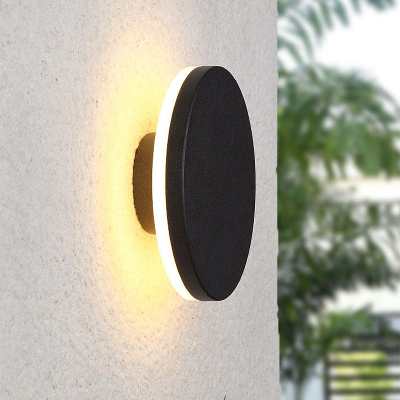 LunaGlow - Lámparas de pared LED minimalistas de metal negro para jardín y pasillo