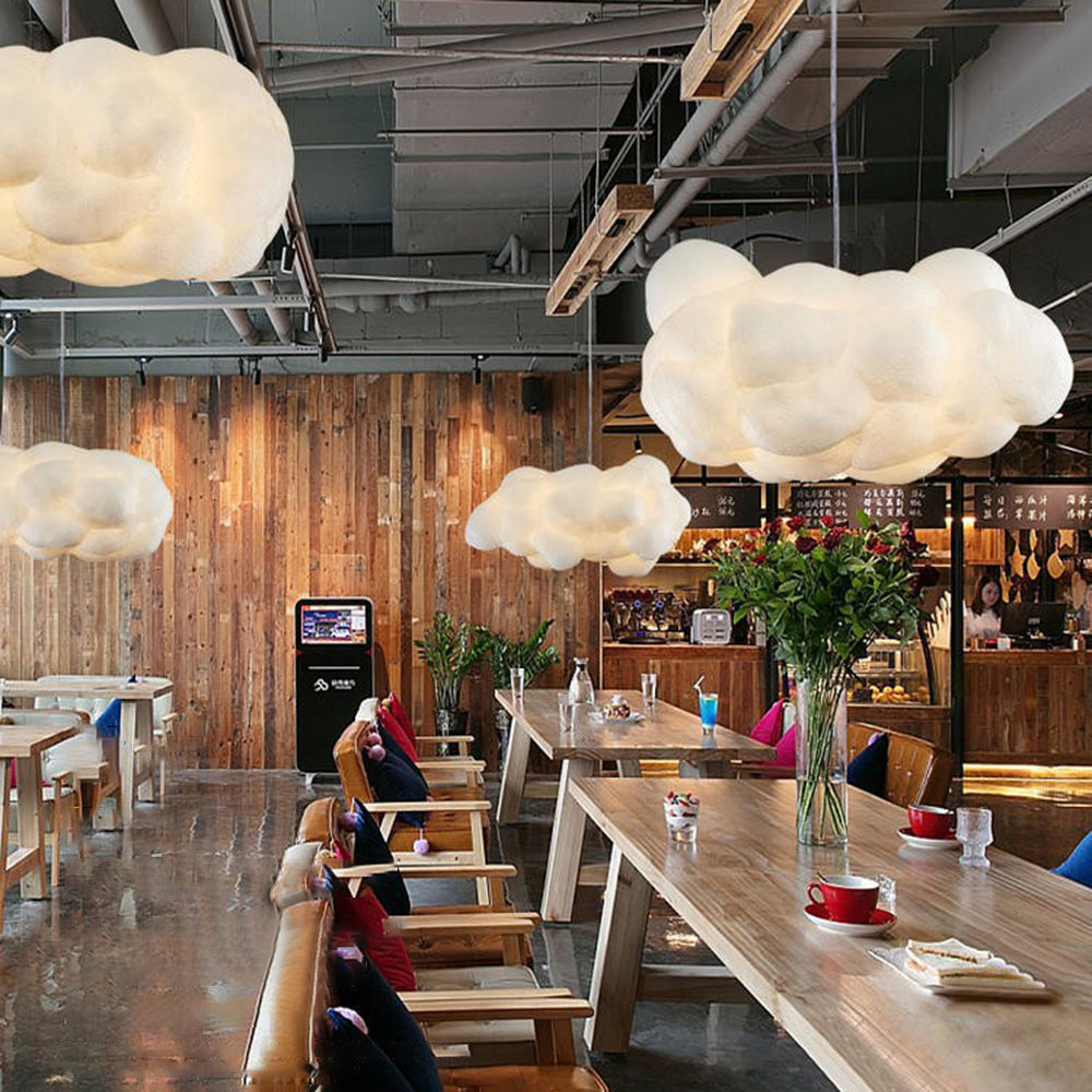 Lampada a sospensione LED Wolk di Aurora Design in PVC/Cotone Bianca