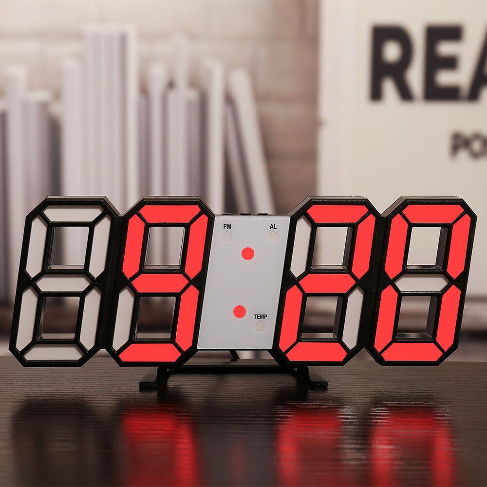 Orologio da parete digitale a LED - Temperatura e allarme