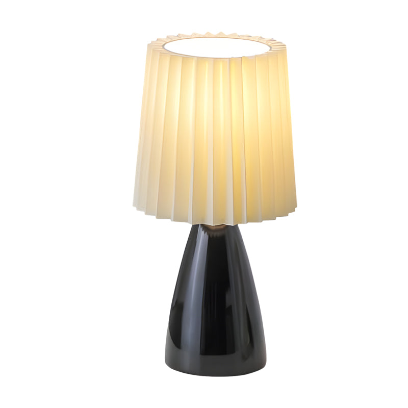 Lampada da tavolo plissettata - base in vetro e USB, dimmerabile 12''