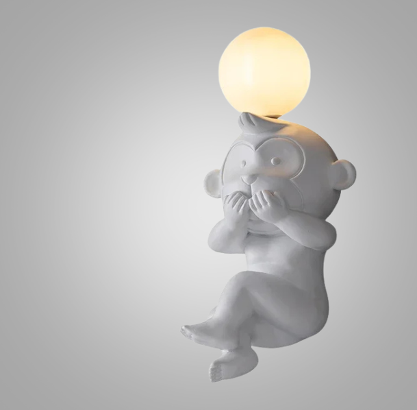 PlayfulGlow - Funny Monkey Wall Lamp with Milk Glass – Decorative LED Lamp
