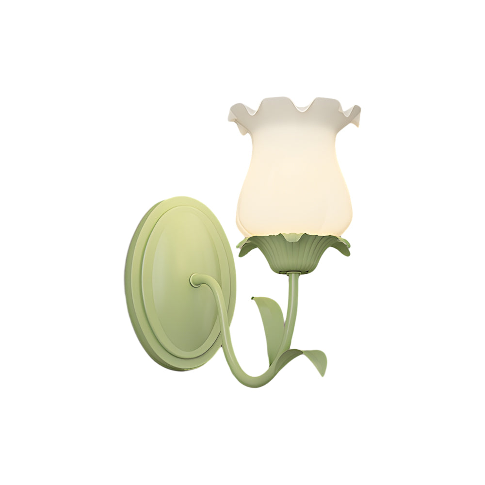 Applique Verde a Tre Fasi Dimmerabile in Vetro con Fiori 1/2-Luce