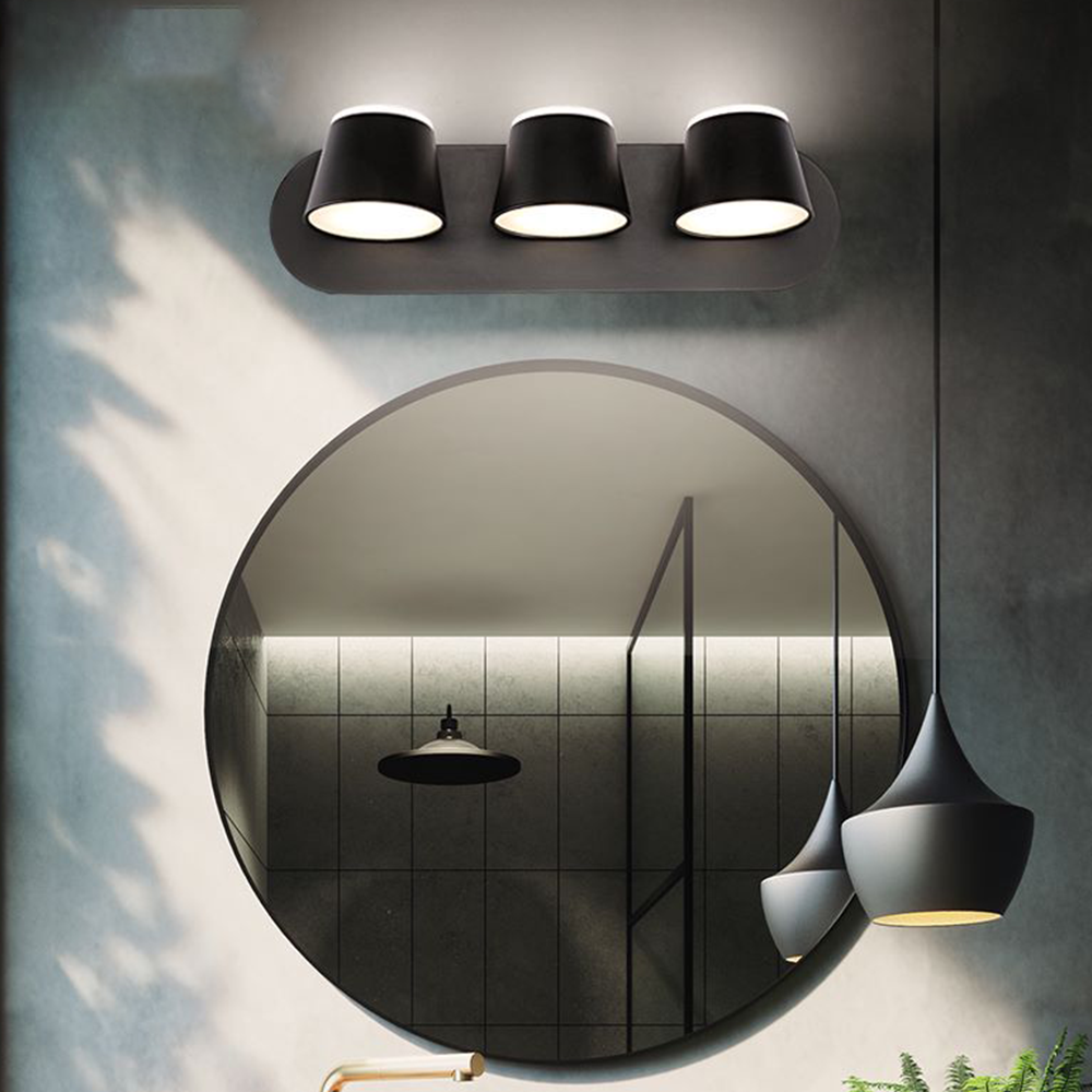 Candeeiro de Parede Cooley Moderne LED Preto Casa de Banho/Quarto Metal Acrílico 1/2/3-Luzes
