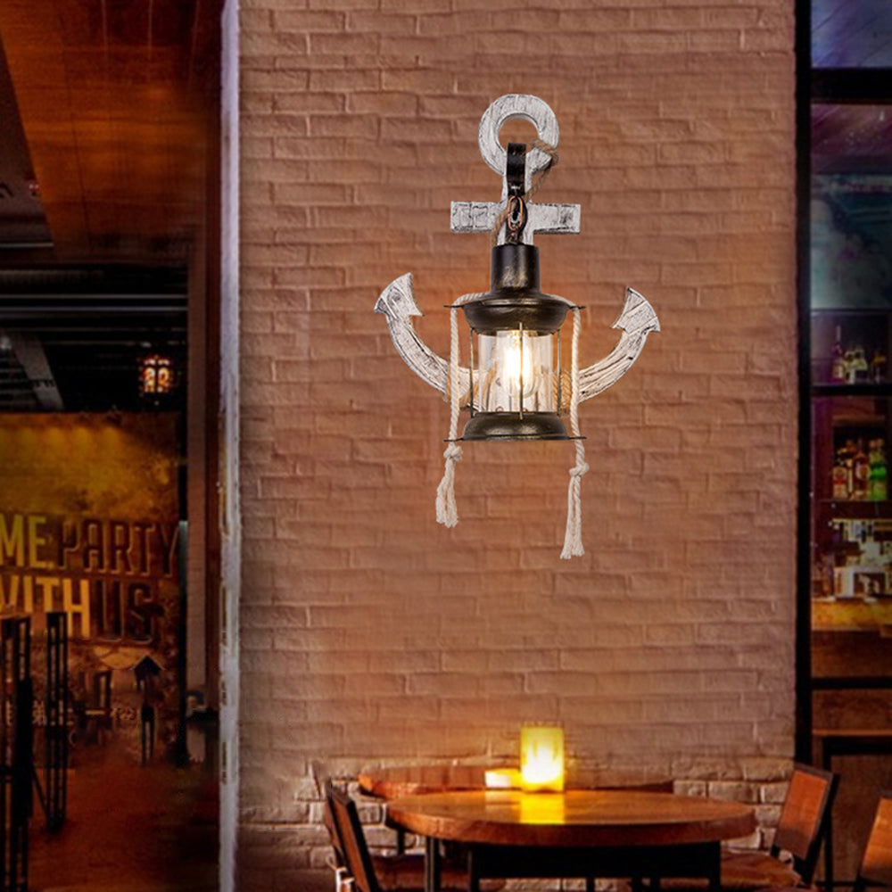 Austin Vintage LED Wall Lamp - Anchor, Dining/Living Room, Metal/Wood