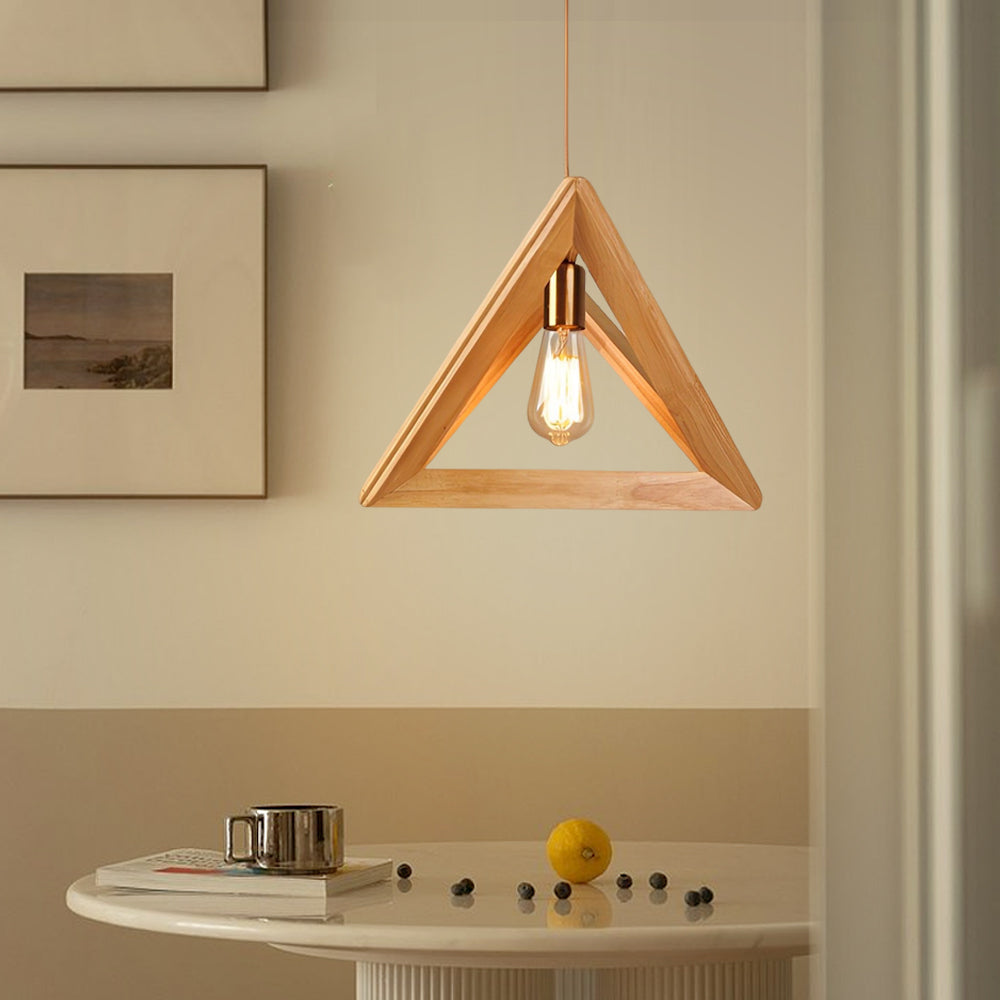 NordicFrame - Candeeiro Suspenso Escandinavo com Estrutura de Madeira em Design Geométrico