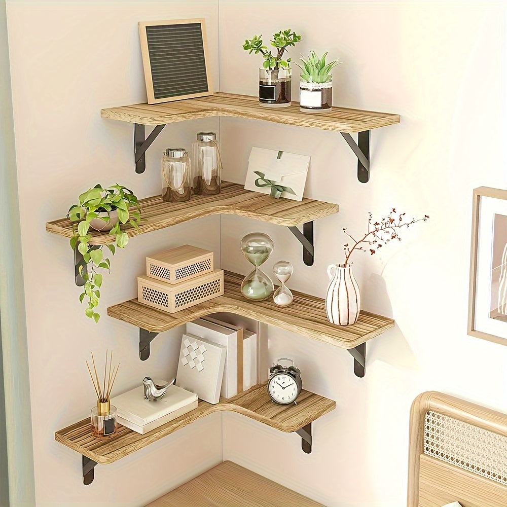 CornerShelf - Floating Corner Shelf Set of 3/5 - Wooden Storage for Rooms