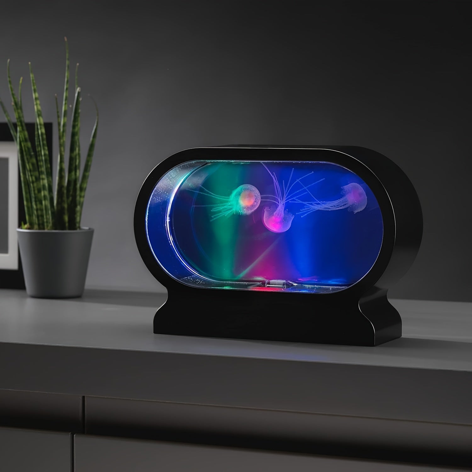 LumiJelly - LED Jellyfish Table Lamp, 3-Color Simulation Aquarium Night Light, Battery Powered, Decorative Light