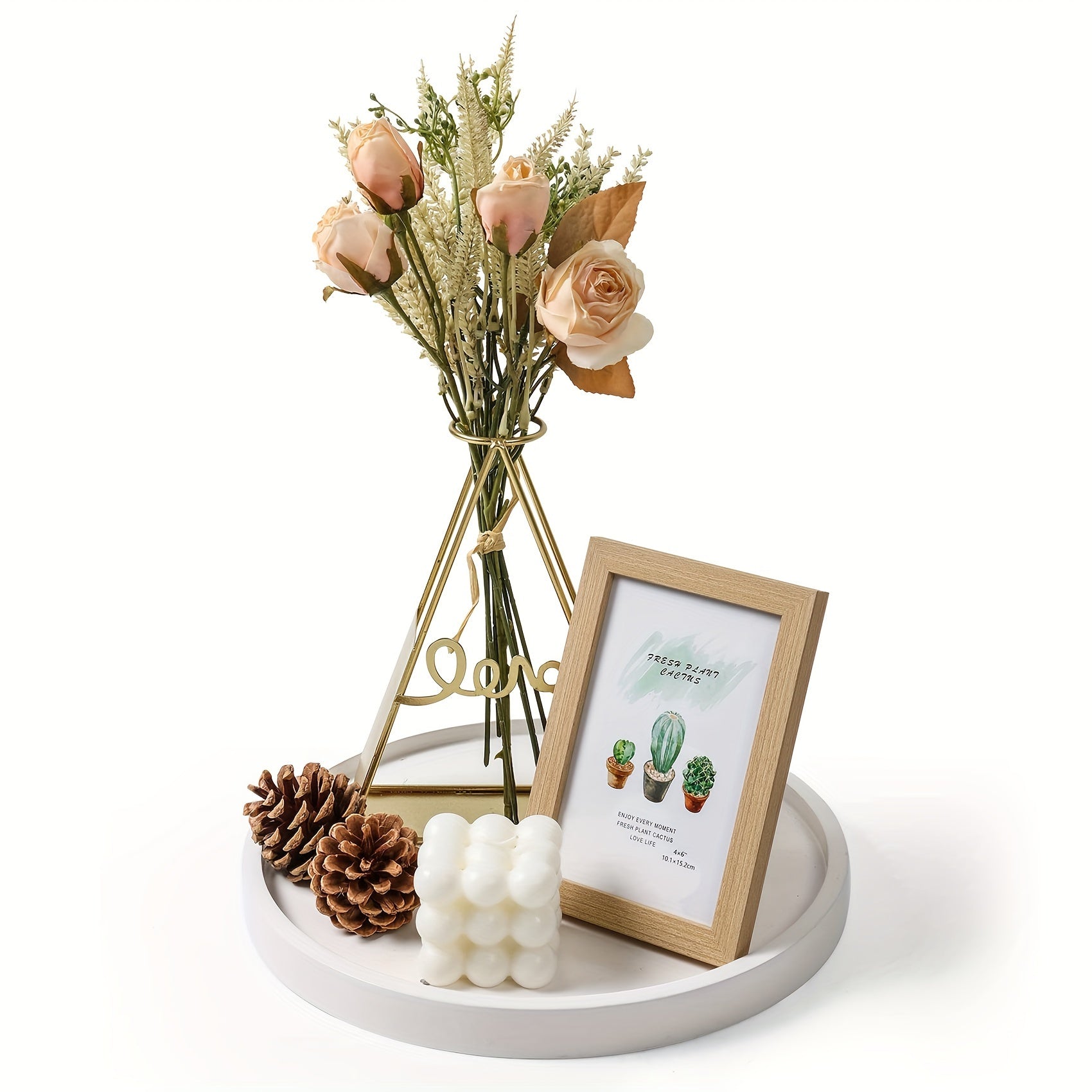 BohoTray - Prato Decorativo Redondo em Madeira | Para Velas, Perfume e Mesa de Café