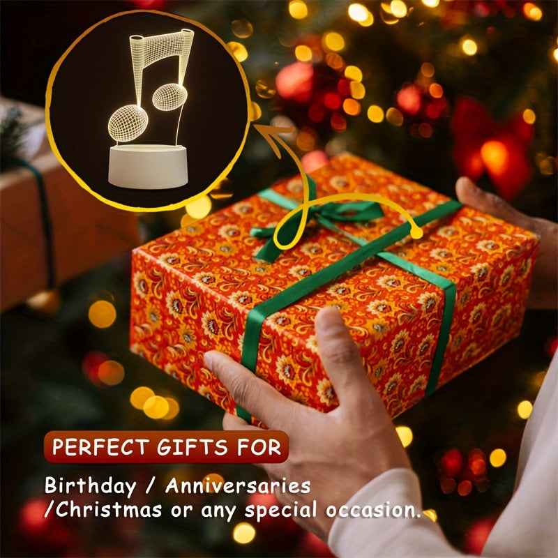 LumiNote - Acrylic Music Note Night Light, 3D LED Frame, USB-Powered