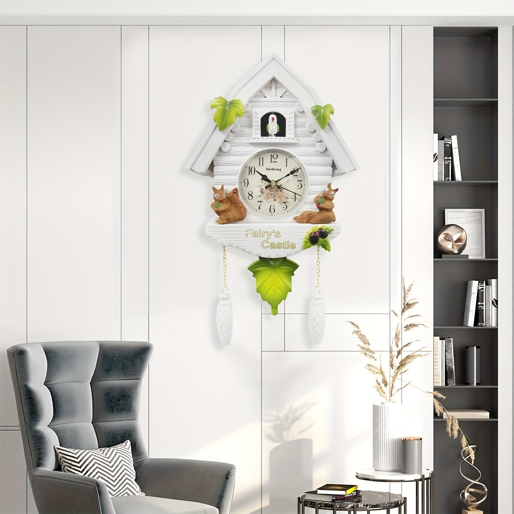 Nordic Koekoeksklok met Vogelhuisje - Dag- en Uuralarm, Pendelklok voor Woonkamer en Kantoor Decoratie