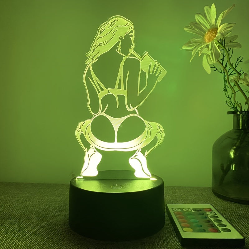 DecoLamp - Candeeiro de Mesa Artístico 3D com Comando à Distância, Alimentado por USB, 16 Opções de Cor