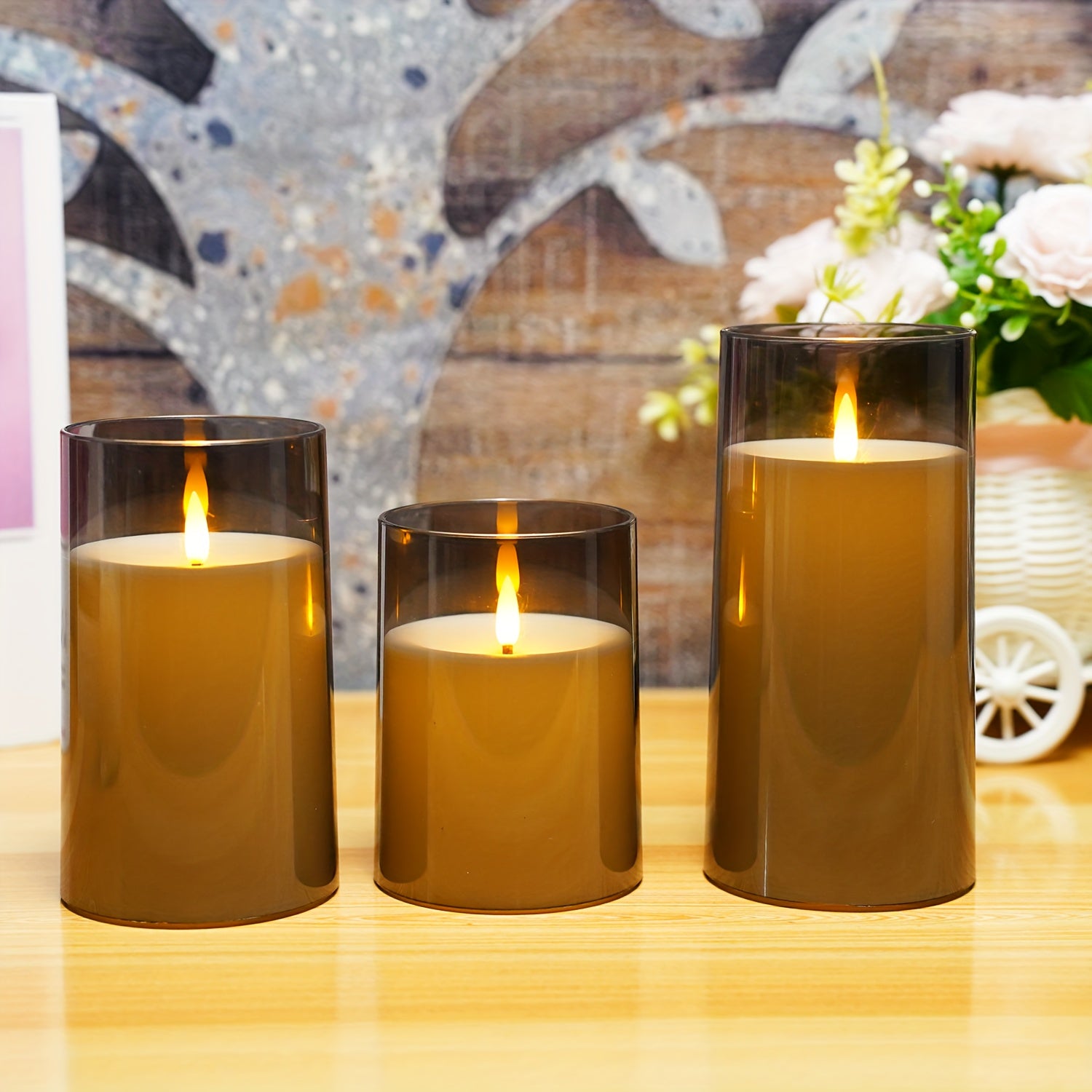 Candela LED senza fiamma con telecomando – Grigio