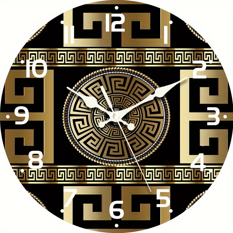 Relógio de Parede de Madeira Silencioso sem Tique-taque - Desenho de Chave Grega, Mecanismo de Quartzo
