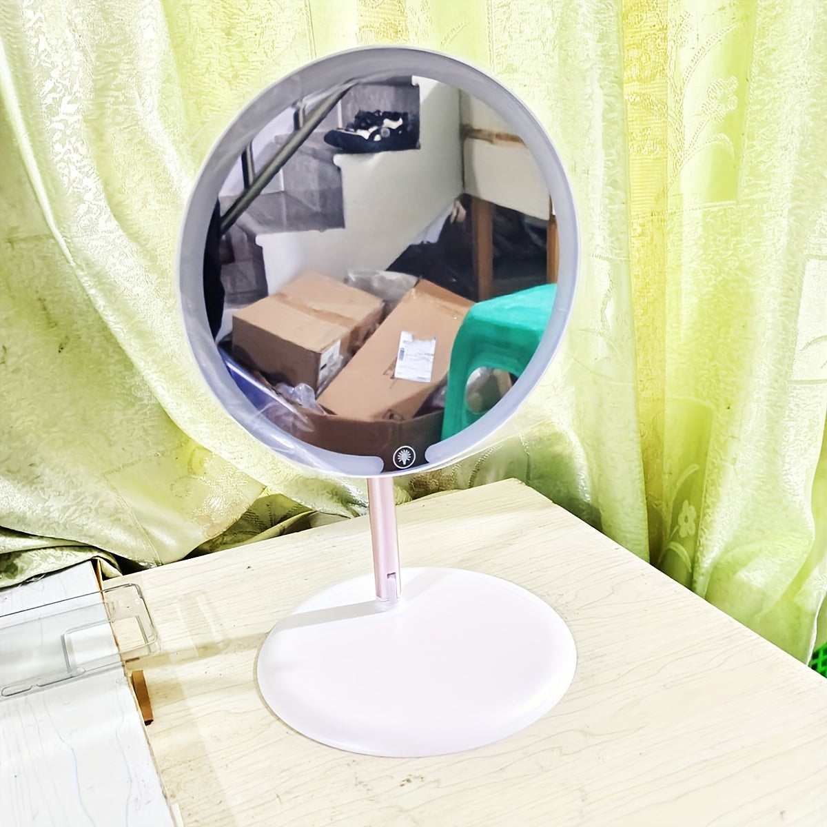 Specchio per trucco LED con supporto lampada – Illuminazione regolabile a tre colori, ricaricabile e portatile