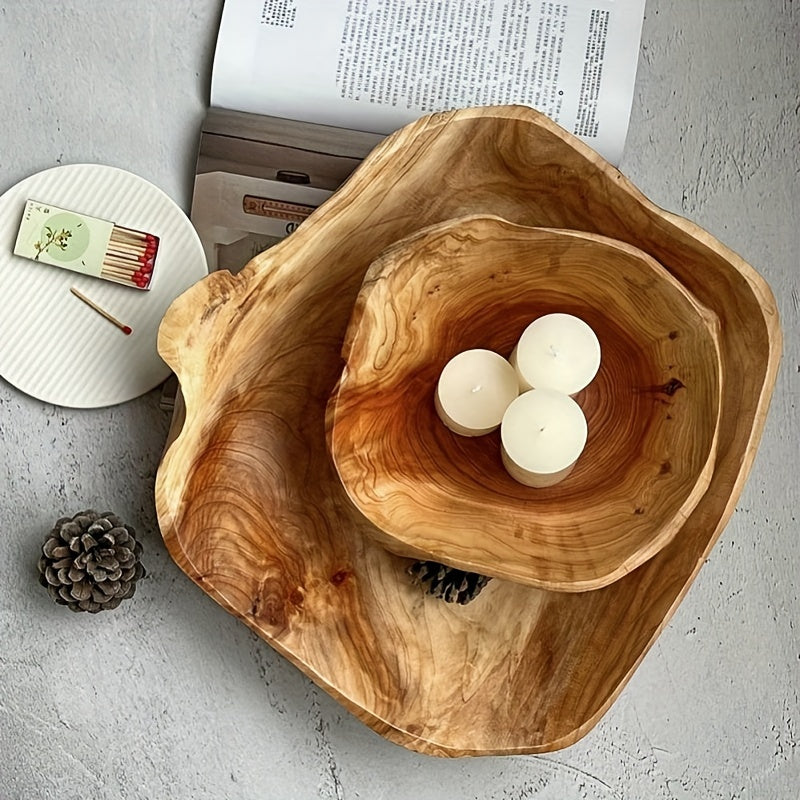 OctaWood-Fruitkom - Tigela Octogonal Maciça de Madeira para Casa e Restaurante