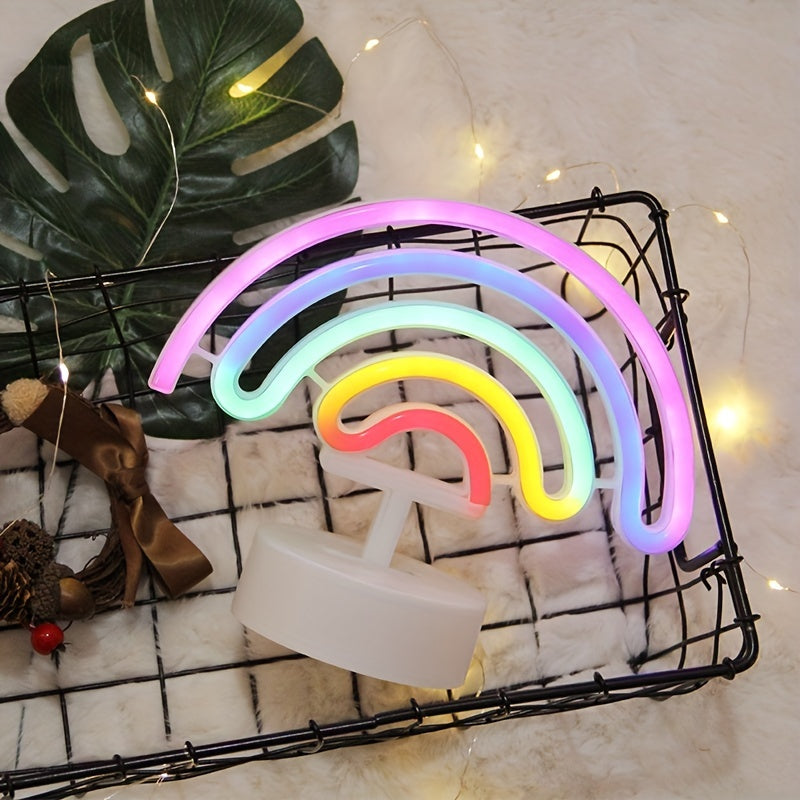 RainbowGlow - Cute Rainbow Neon Light with Lamp Base