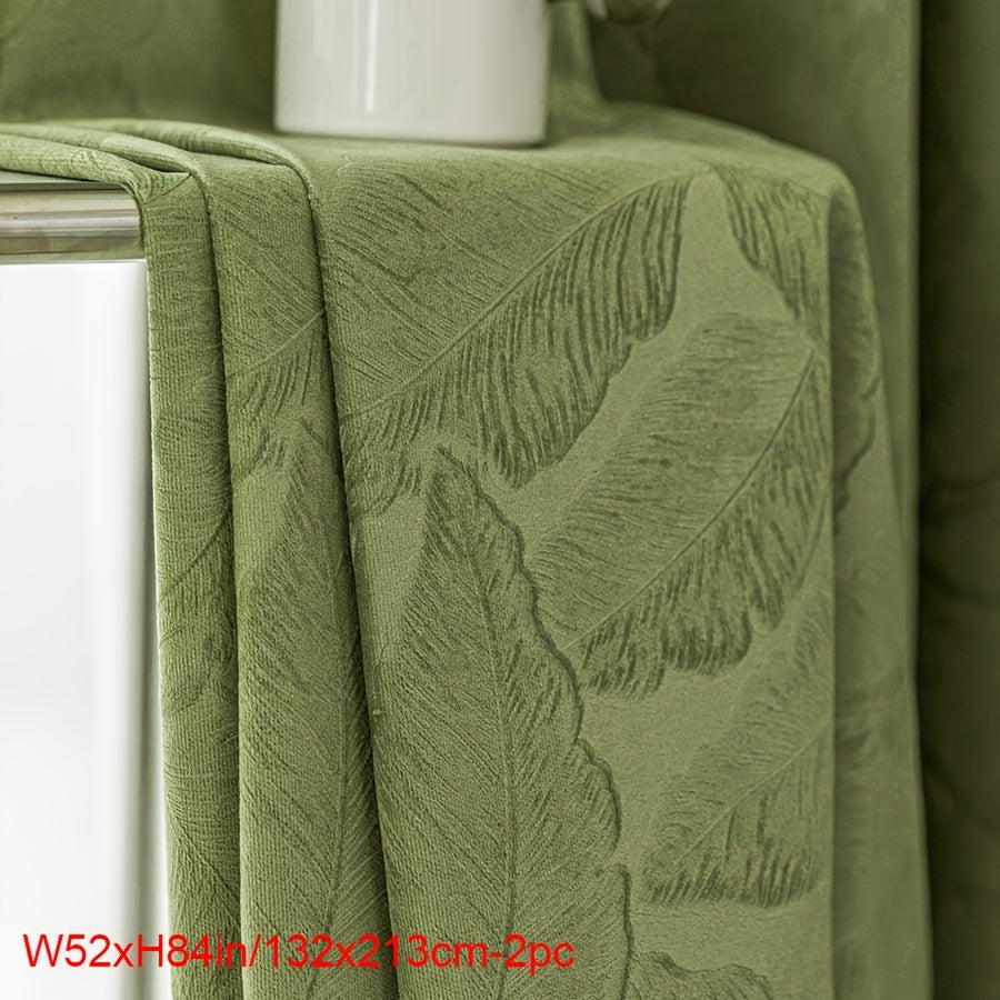 Aifish Glam Style Jacquard Velvet Curtains - 2-pack 90% Blackout and Heat Insulating