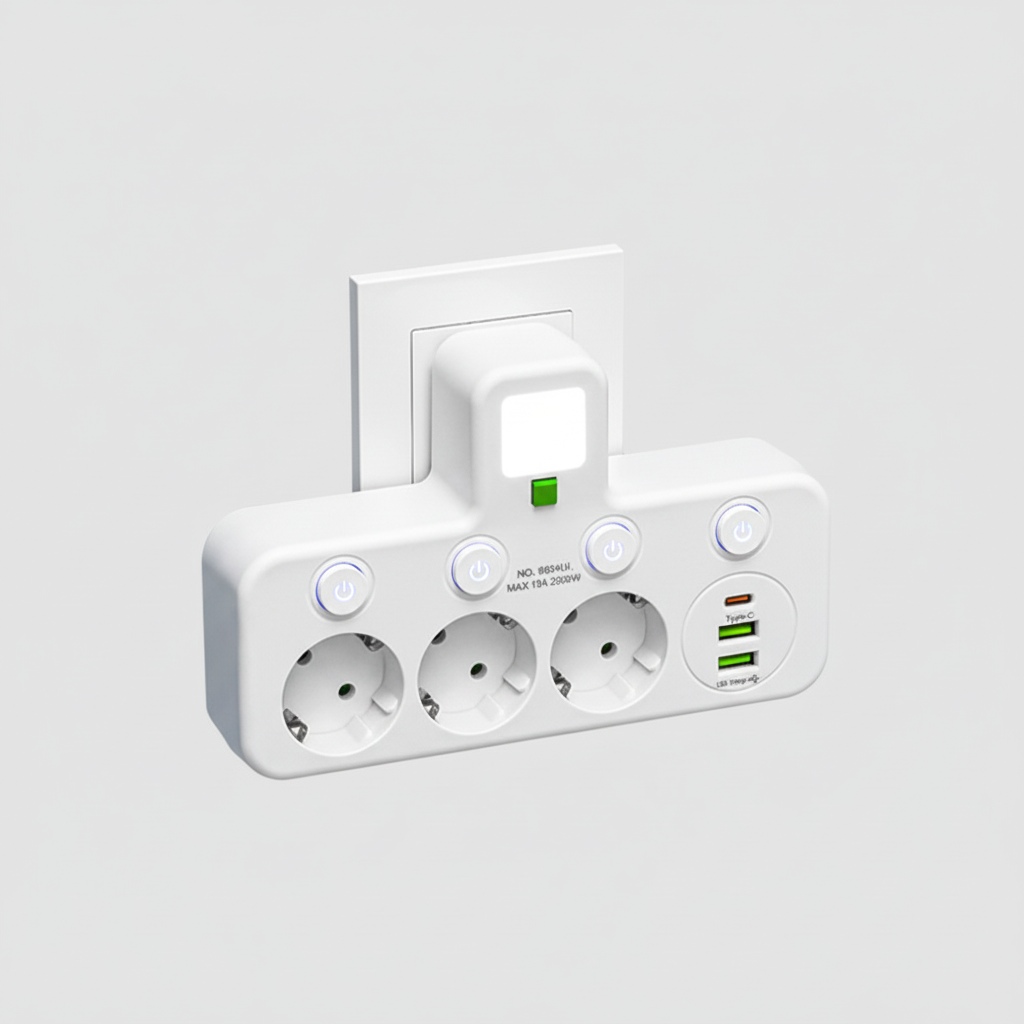 Multipresa Intelligente USB Lampada Notturna Casa Ufficio