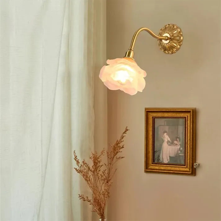 BlossomGlow – Vintage Copper Petal Wall Lamp