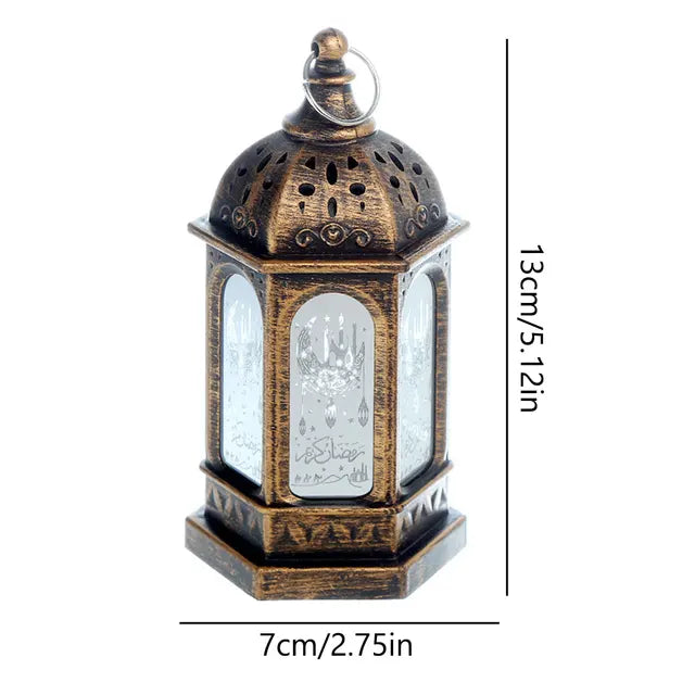 RamadanGlow - Lanterna LED per Ramadan – Lampada Decorativa Vintage con Luce Calda