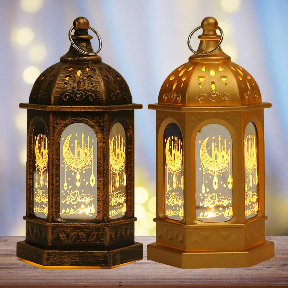 RamadanGlow - Lanterna LED per Ramadan – Lampada Decorativa Vintage con Luce Calda