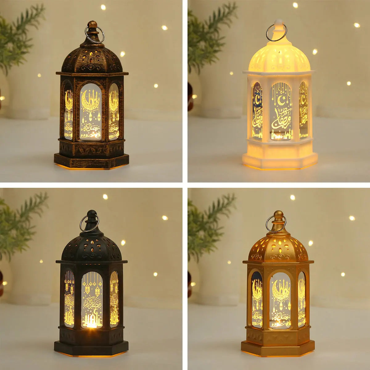 RamadanGlow - Lanterna LED per Ramadan – Lampada Decorativa Vintage con Luce Calda