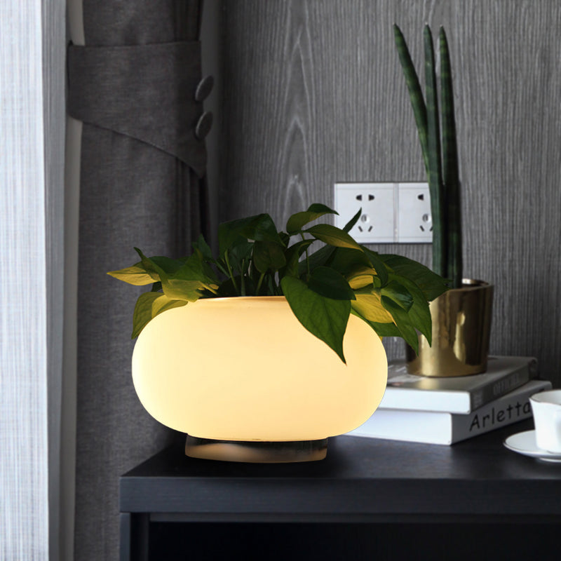 PlantGlow - Candeeiro de Mesa Oval com Suporte para Plantas e Iluminação LED