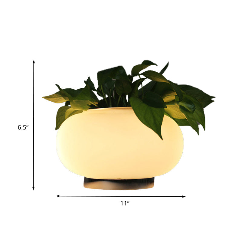 PlantGlow - Candeeiro de Mesa Oval com Suporte para Plantas e Iluminação LED