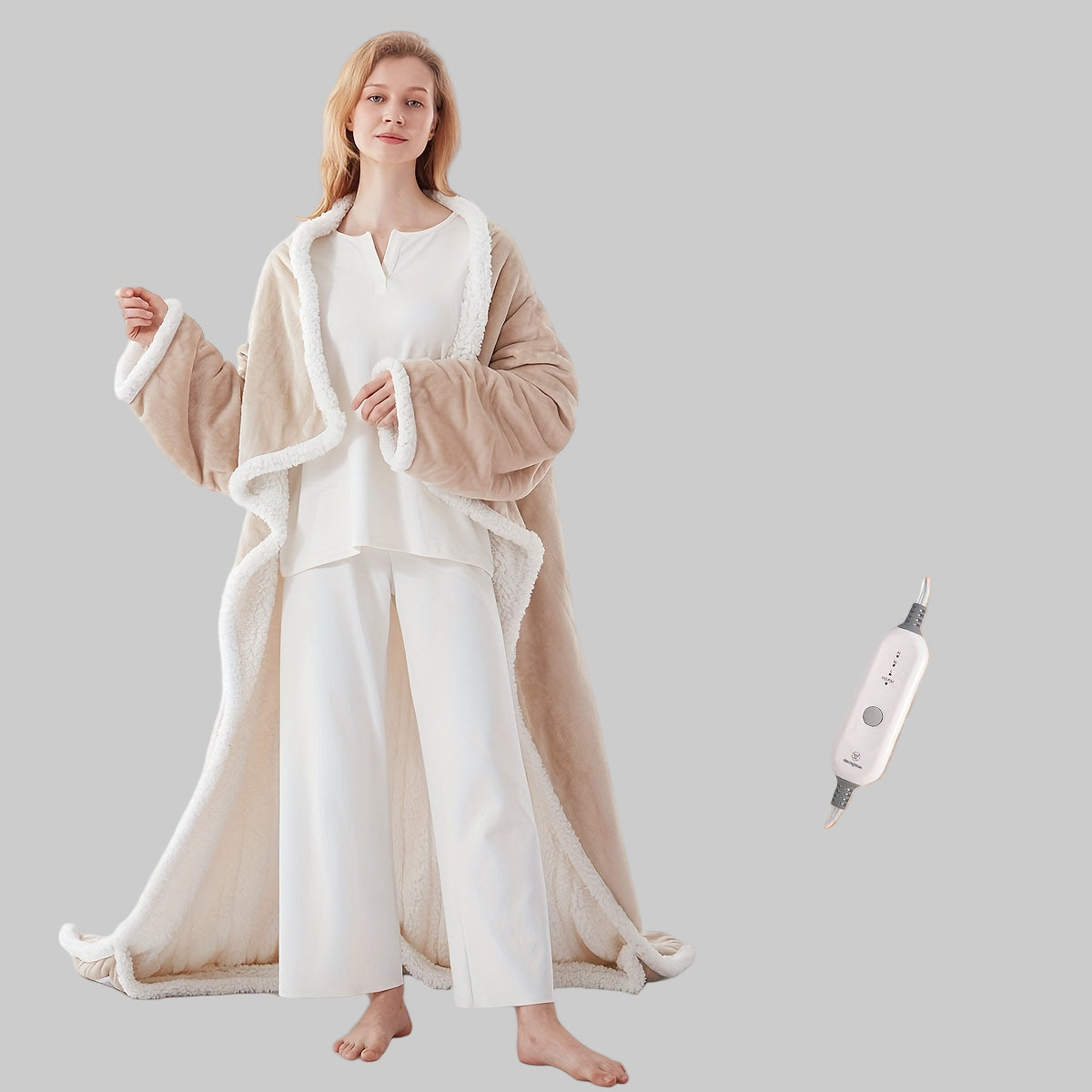 Electric Blanket Flannel Heated Poncho Adjustable Warmth