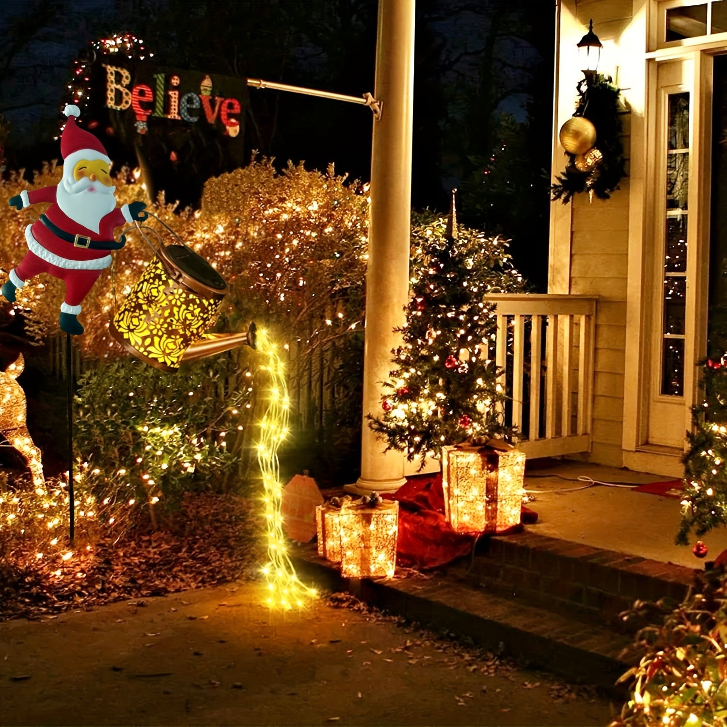 LumiLicht - Zonne-energie Waterval LED Tuinlicht, Decoratieve Waterkan