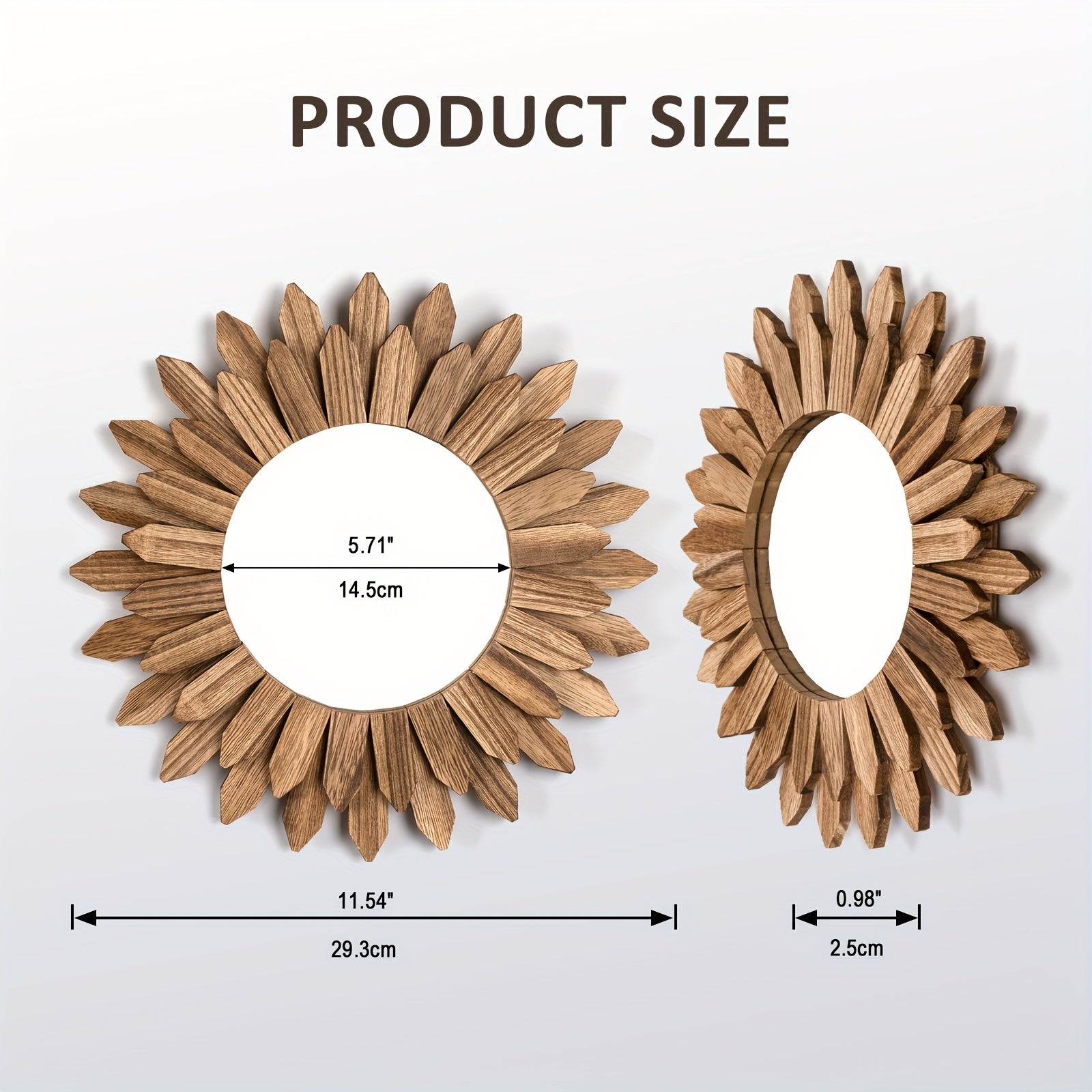 Specchio in legno con cornice a forma di fiore – Specchio decorativo da parete per soggiorno, camera da letto e bagno