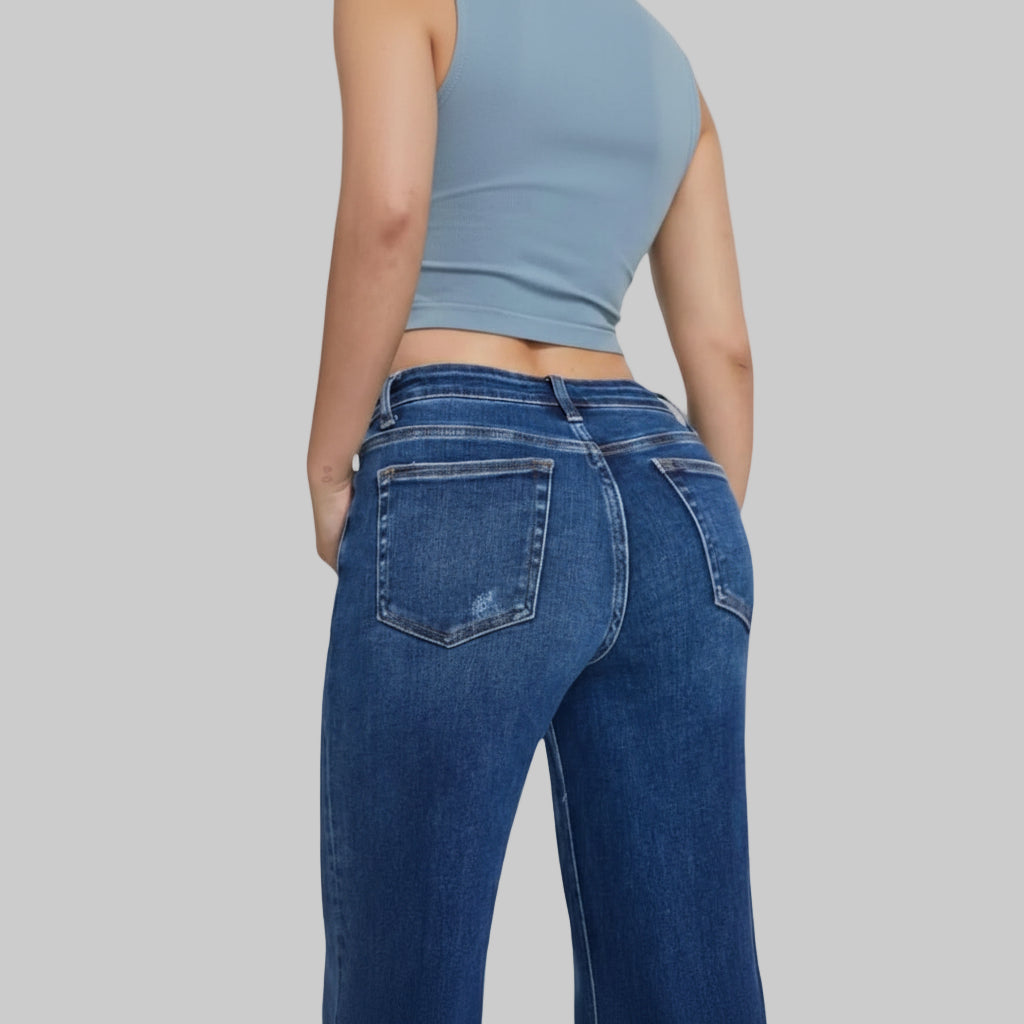 Women's Jeans Wide Leg High Waist Stretch Vintage Denim