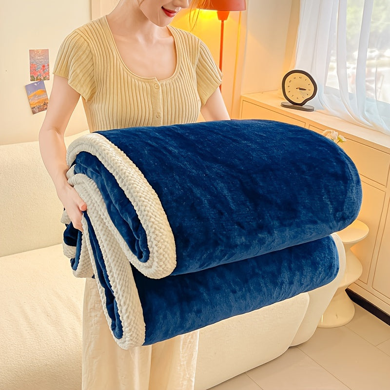 Coperta in Coral Fleece Doppia Faccia - Spessa Flanella Invernale, Morbida Coperta in Velluto per Divano con Tessuto Non Tessuto, Lavabile in Lavatrice