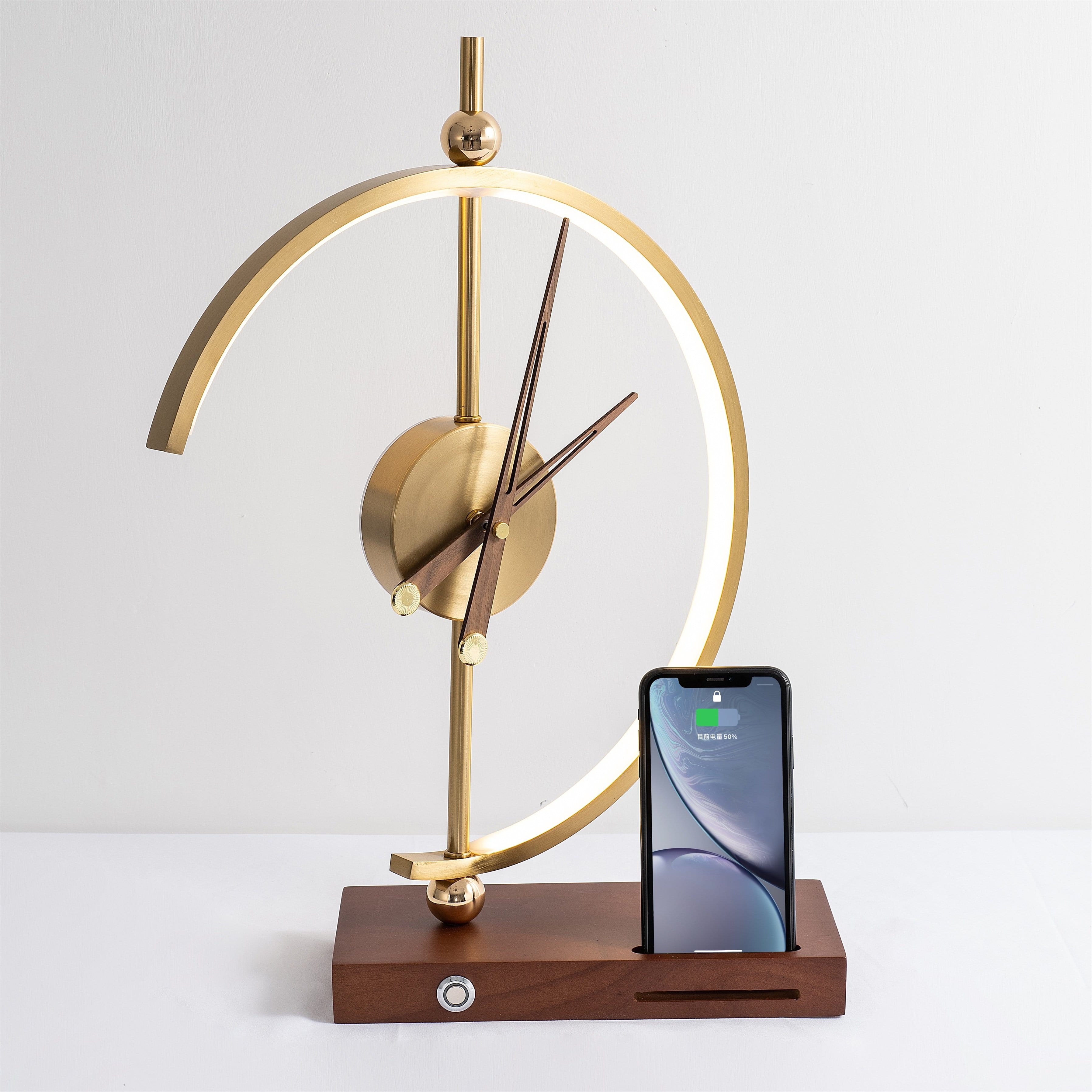 Aurora - Lampada da Tavolo Moderna Senza Fili Ricaricabile con Orologio