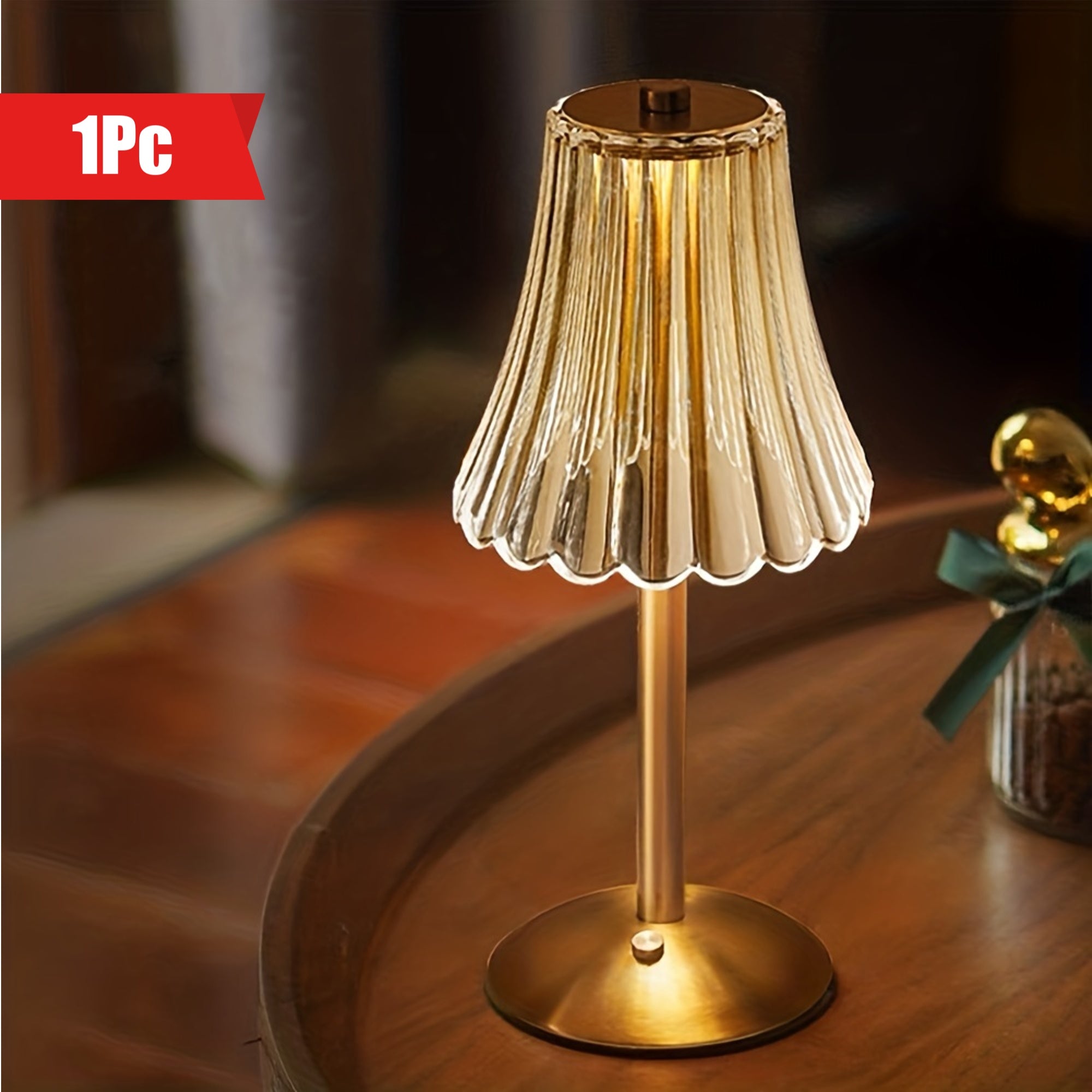 Crystaluxe - Candeeiro de Mesa de Cristal com LED e Controlo por Toque, Luz Tricolor