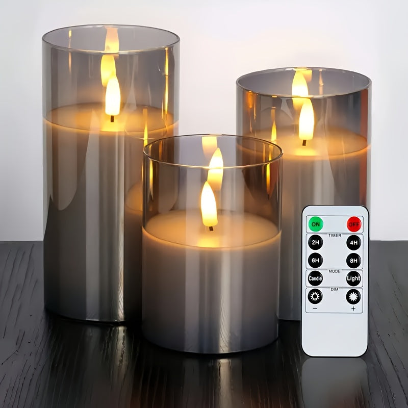 Set de 3 Velas LED con Control Remoto - Perfecto para Navidad, Bodas y Cumpleaños