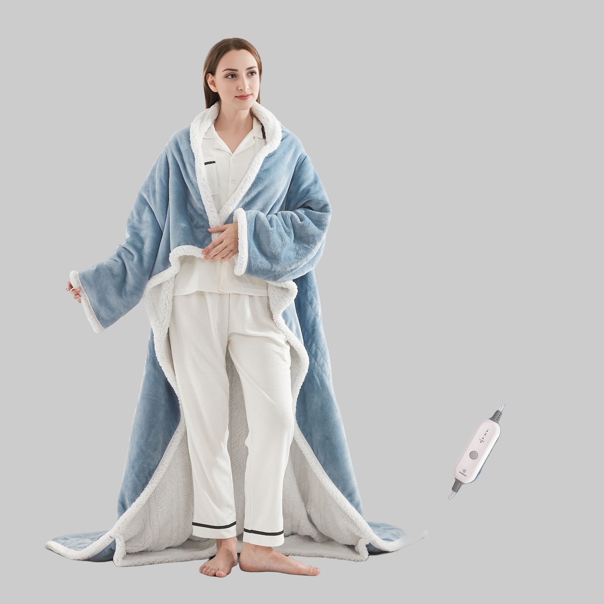 Electric Blanket Flannel Heated Poncho Adjustable Warmth