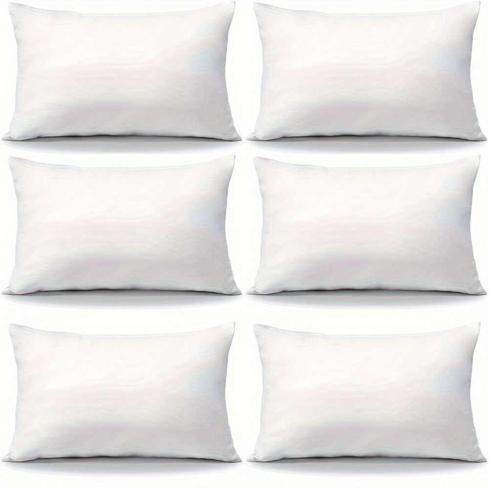 6 Pieces White Premium Waterproof Pillow Inserts - Soft, Durable Cushions for Sofa and Living Room Decoration