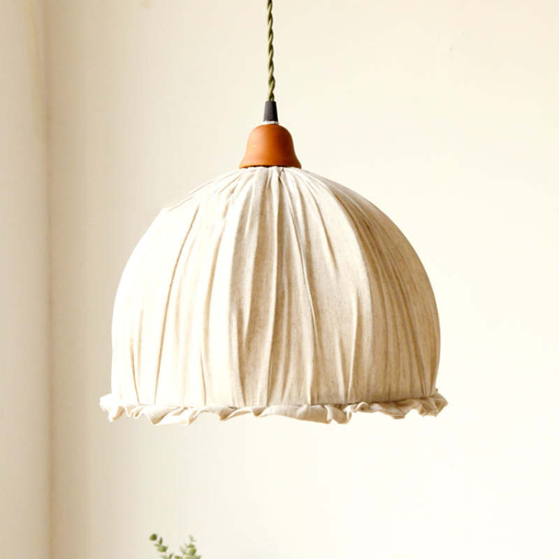 EcoLume - Lampada a sospensione LED scandinava in tessuto beige