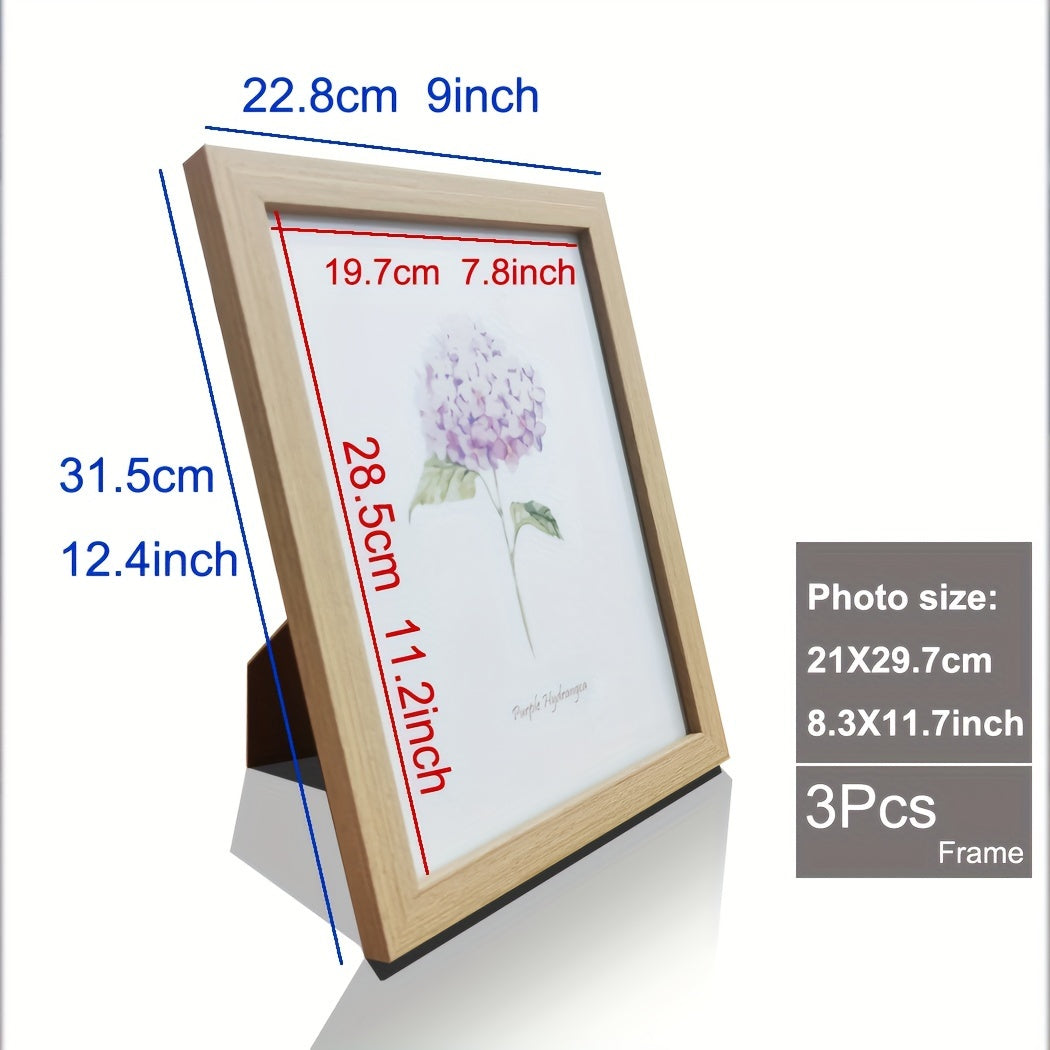 Juego de 3 Marcos de Fotos de Madera - Marco de Fotos Clásico para Decoración de Pared y Mesa, Perfecto para Fiestas y Regalos
