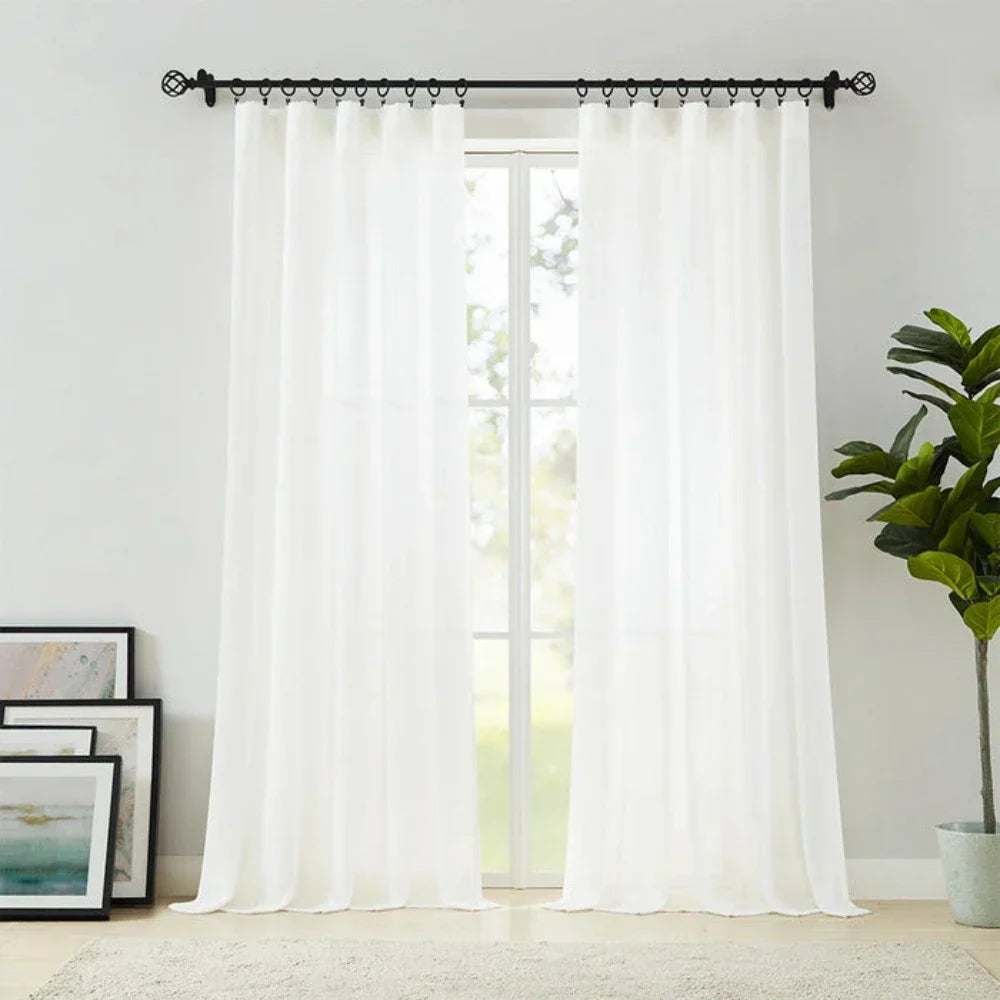 Vera - Cortinados Semi-transparentes com Textura Enrugadinha e Ilhós