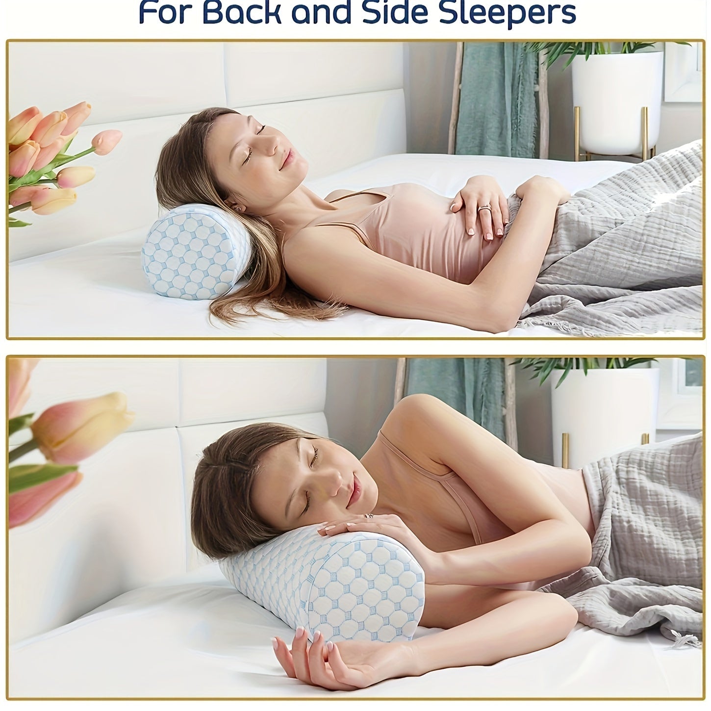 SleepAlign - Cooling Neck Roll Memory Foam Washable Cover