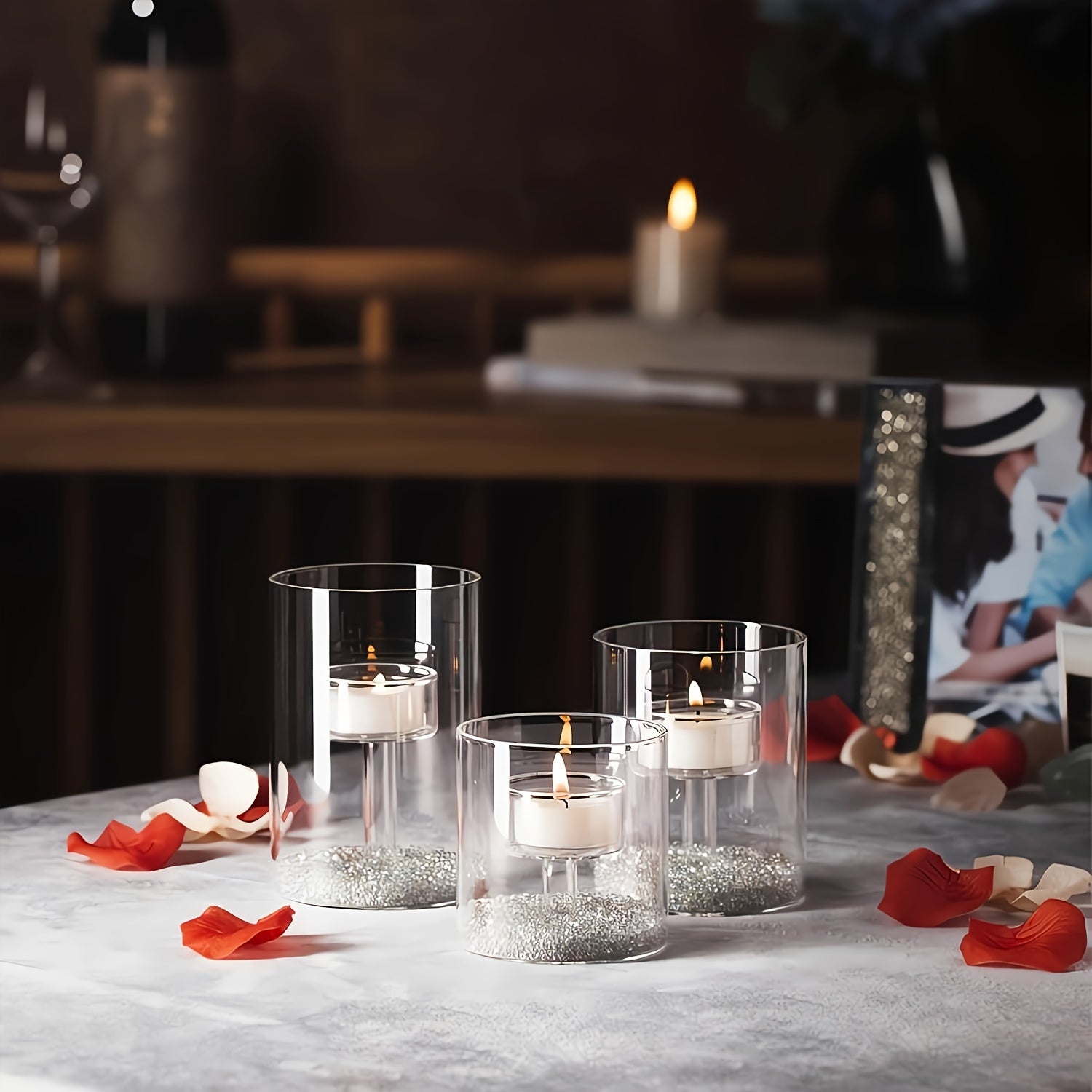 Set di candelieri cilindrici in vetro a 3 pezzi – Candelieri hurricane trasparenti per decorazione da tavolo, matrimoni e decorazione per la casa