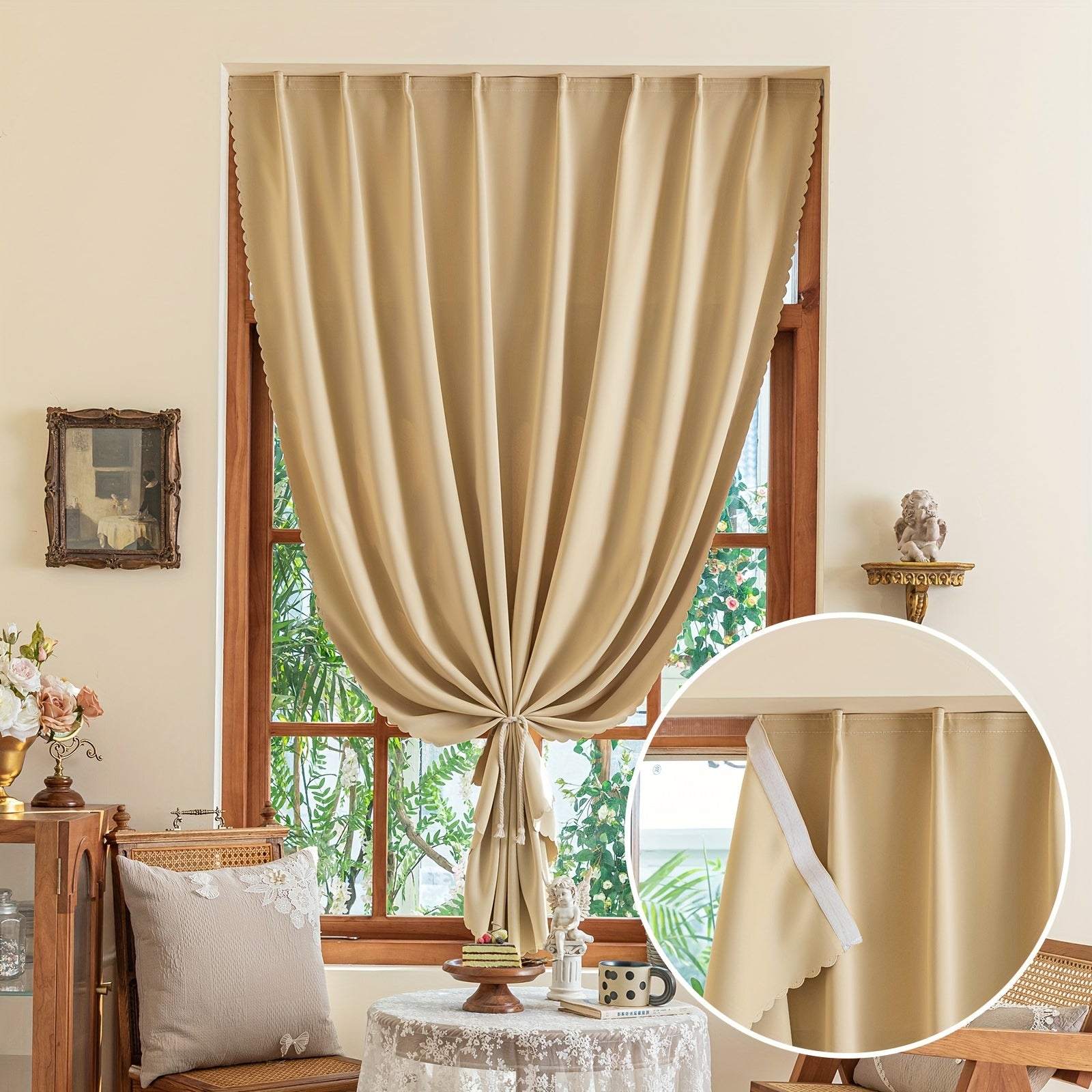 1 Piece Blackout Curtains - Self-Adhesive Window Covering for Bedroom and Living Room
