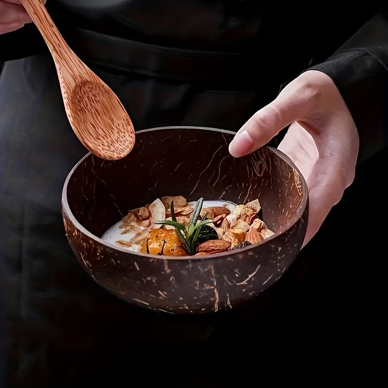 CocoServe - 3-piece Coconut Shell Bowl Set with Spoons