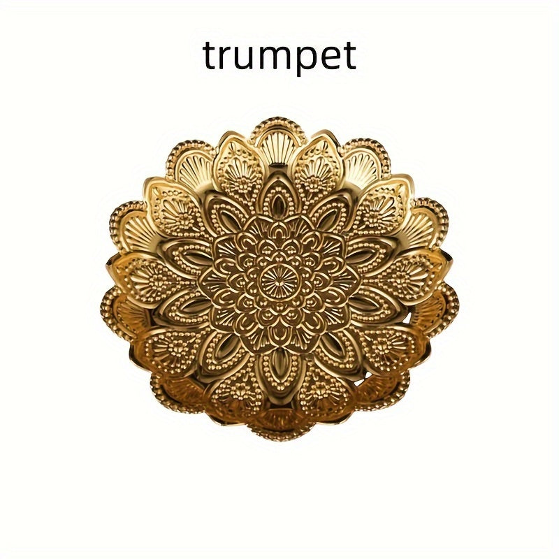 GoudServe - Golden Metal Fruit Basket in Filigree Style